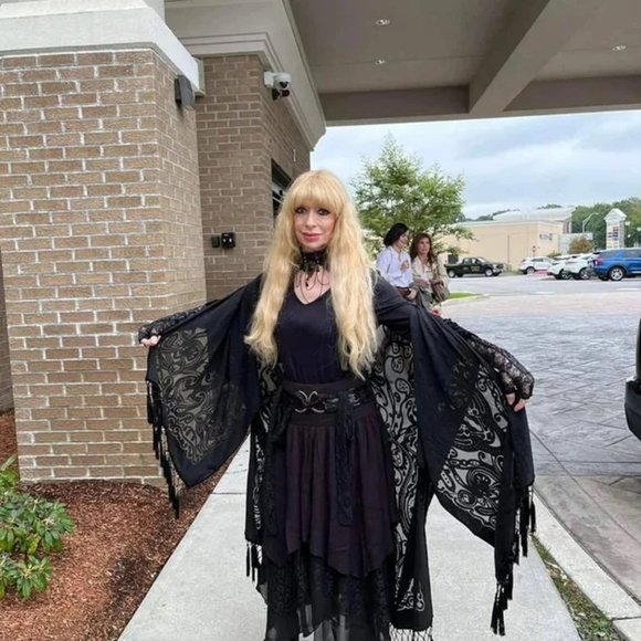 Art Deco Black Velvet Kimono, Semi Sheer, Burn out, Fringed, Cover, Jack… - Picture 6 of 6